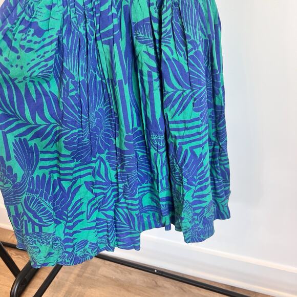 Briton Court Hawaiian Smocked Dress Girls Sz 8 Floral Hula Blue Print Hawaii - Picture 3 of 6